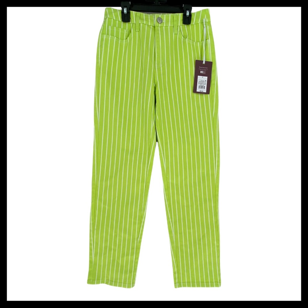 Victor Glemaud for Target Lime Green Pinstripe High Rise Straight Leg Pants Sz 2